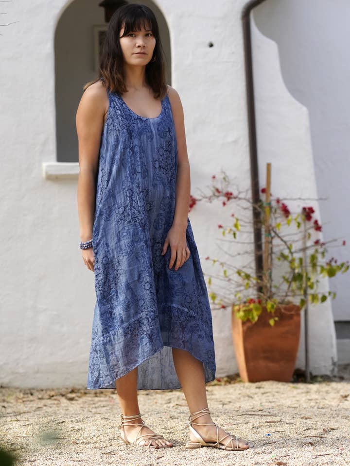 Dani Cotton Dress Navy for wholesale on Faire