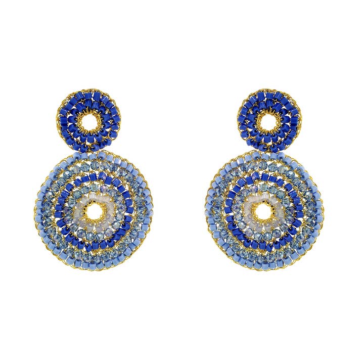 Sky Blue Mix Gia Duo Handmade Cascade Earrings for wholesale by Lavish By Tricia Milaneze