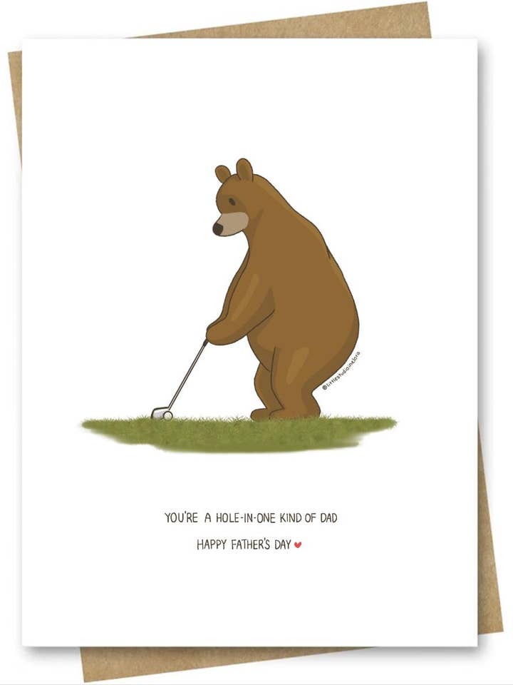 Cute Father's Day Card — Bear playing golf for wholesale by LittleStudioInElora