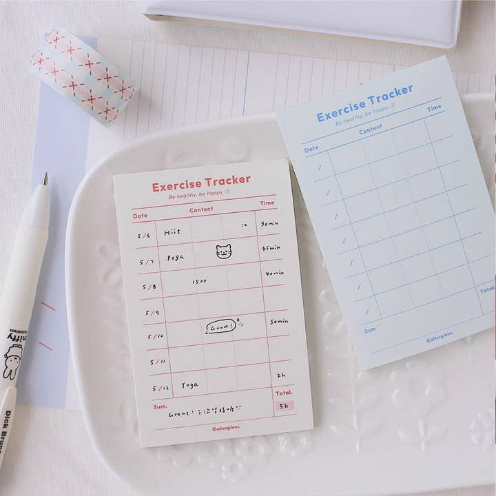 Afterglows | Exercise Tracker Memo Note Pad for wholesale by Hello Claws Limited