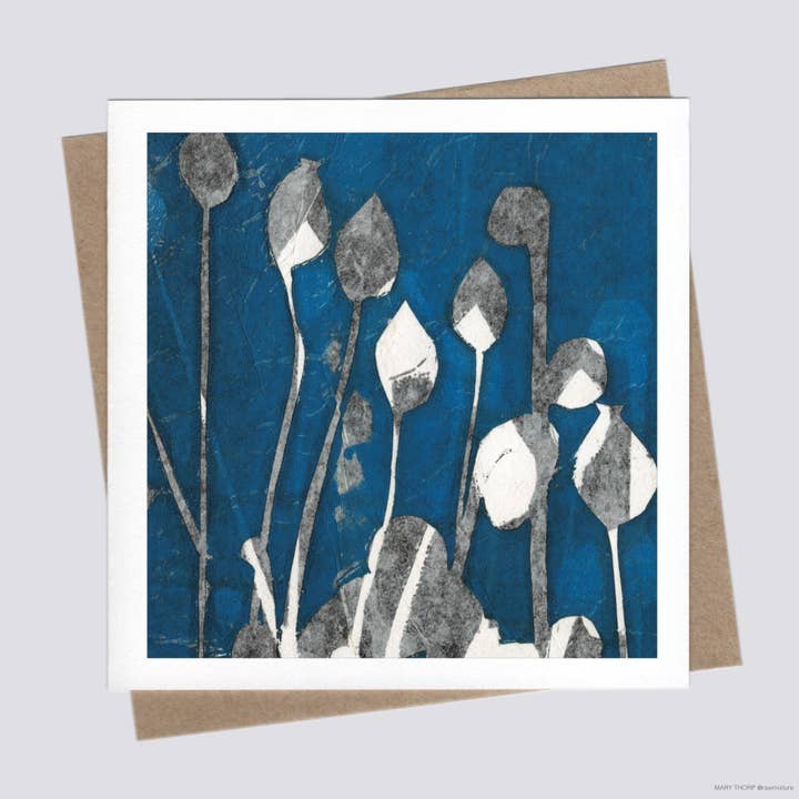 QUIET THOUGHTS 1: Single card, botanical print, original art for wholesale by Raw Mixture