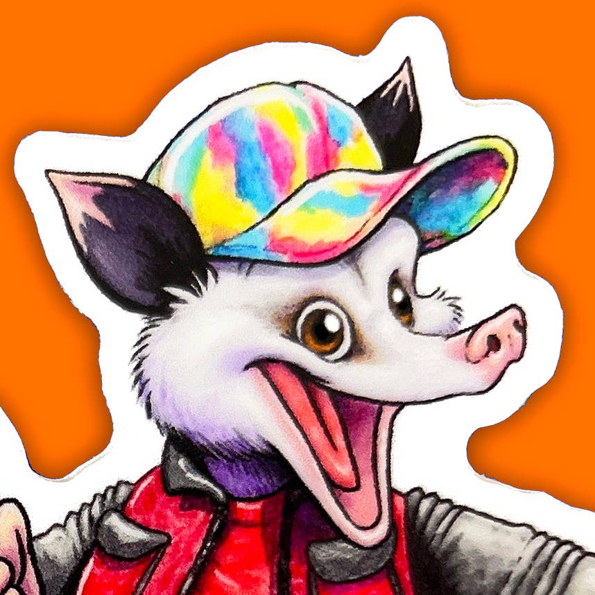 Ryan McCulloch Art - Wholesale Sticker - VINYL STICKER: 2015 Future Raccoon & Opossum on Hoverboard0