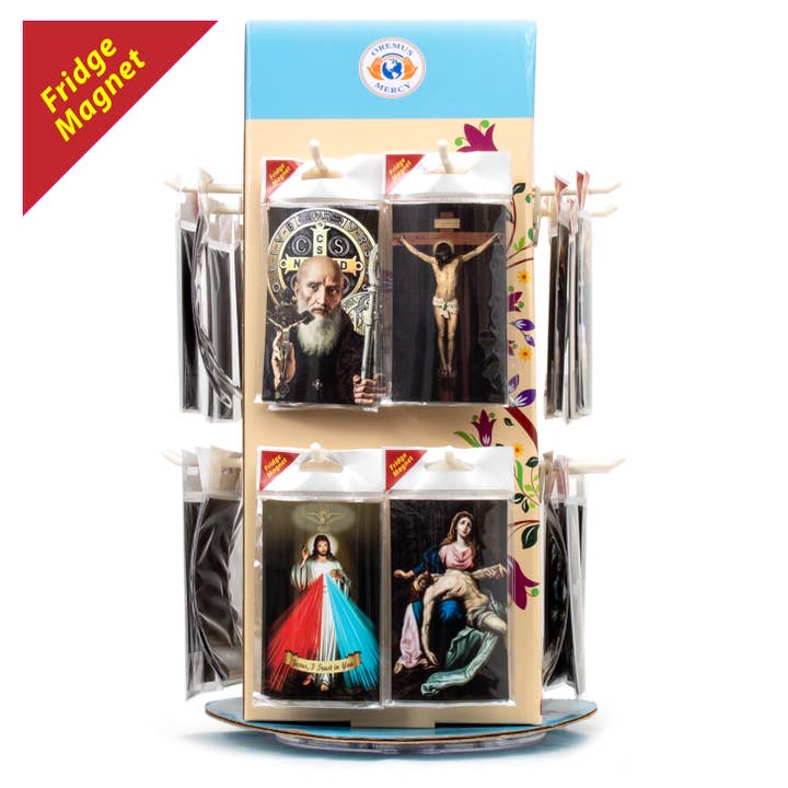 Oremus Mercy - Wholesale Retailer Display - Paper & Novelty - Fridge Magnets Tower Display (64 Magnets)1