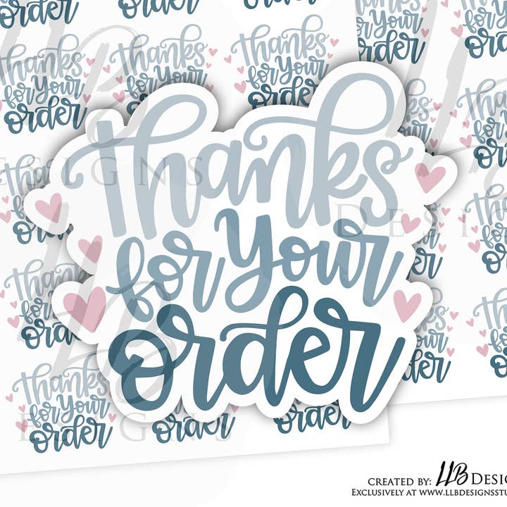 Blue Thank you For Your Order | Packaging Stickers | Business Branding | Small Shop Stickers | Sticker #: S0114 | Ready To Ship for wholesale by LLB Designs Studio