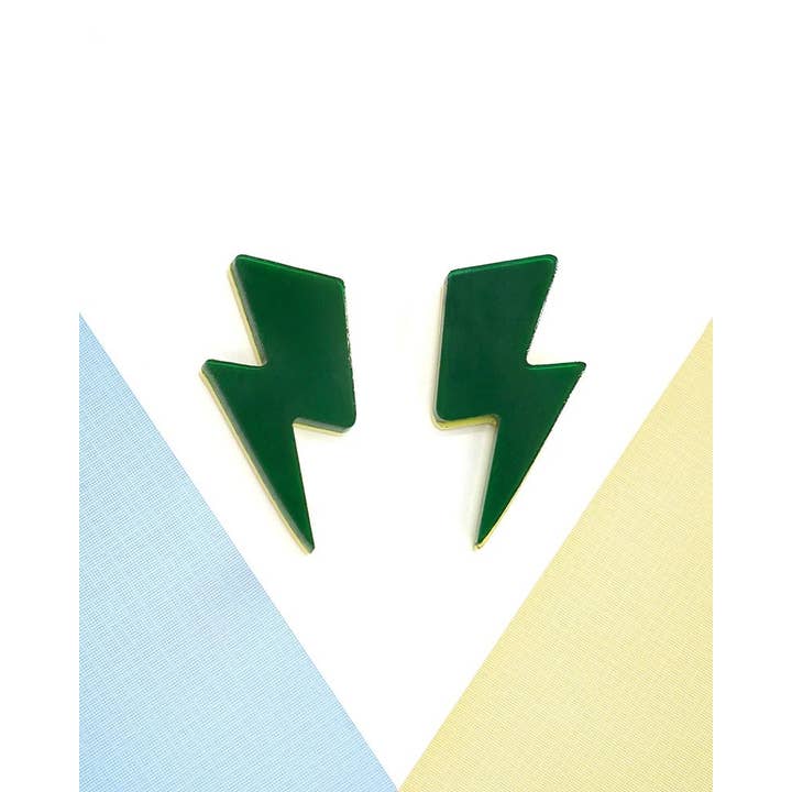Dash of Gold - Wholesale Stud/Post Earrings - Green Bowie4
