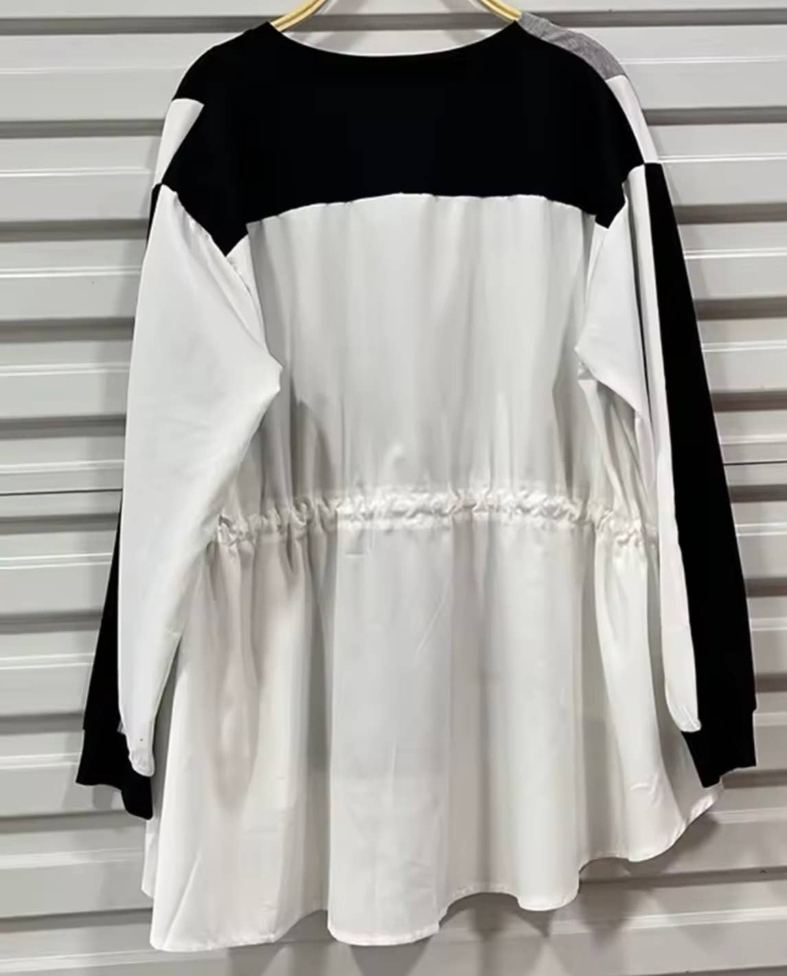 Luxe & Leather by Madonna & Co - Wholesale Button Down Shirt - Women's - Colorblock Drawstring Shirt2