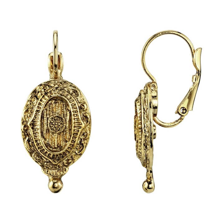 1928 Jewelry Baroque Insignia Oval Drop Earrings for wholesale by 1928 Jewelry