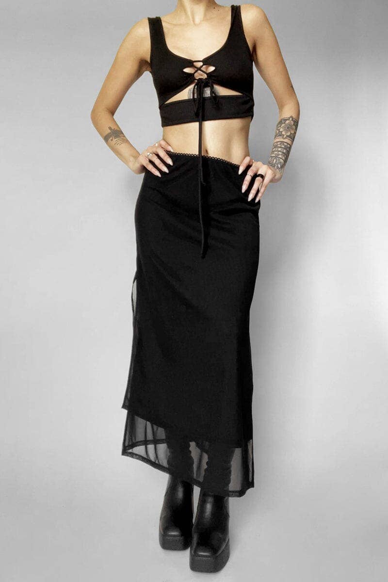 WHITE Sullen Lace Up Tank for wholesale on Faire8