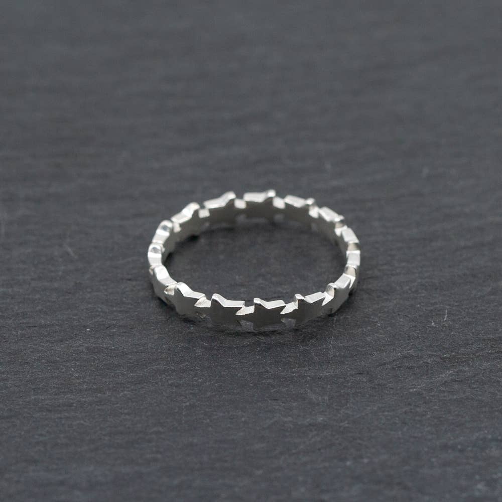 Suzie Blue Canada - Wholesale Band/Stacked Ring - Star Ring In Silver Plate