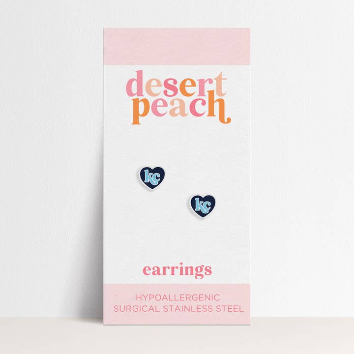 Desert Peach - Wholesale Stud/Post Earrings - Sporting KC Heart Stud Earrings