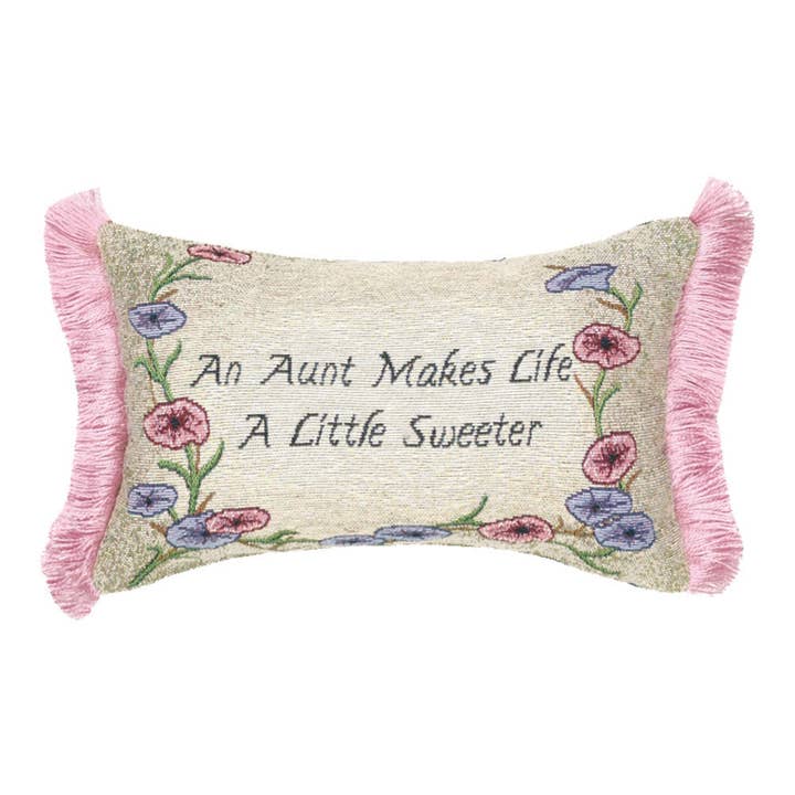 Aunt Makes Life...-Word Pillow W/Fringe for wholesale by Manual Woodworkers and Weavers, Inc.