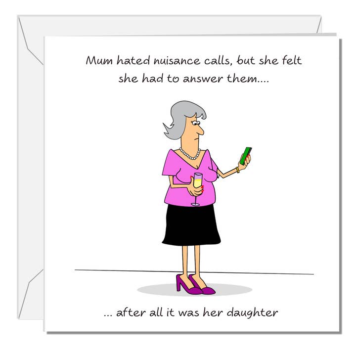 Swizzoo Cards - Wholesale Mother's Day Card - Funny Mother's Day Card Mum's Birthday Best Mum from Daughter Nuisance Calls Phone Humorous Humour amusing