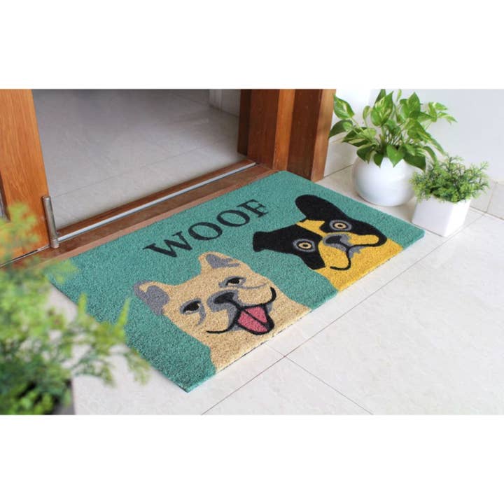 RugSmith - Wholesale Door mat - RugSmith Gray Woof Dog Coir Doormat, 18" x 30"1