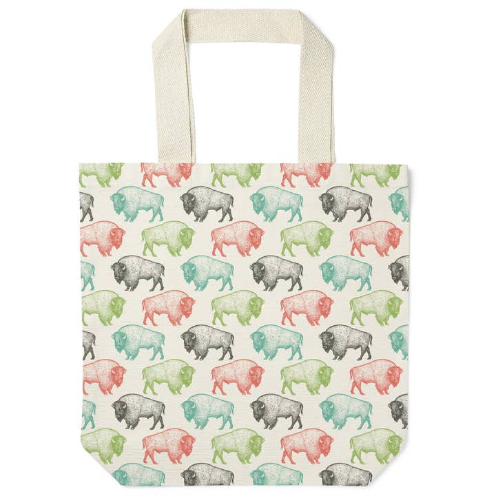 Bison Pattern Recycled Canvas Tote Bag for wholesale by McGovern Outdoor