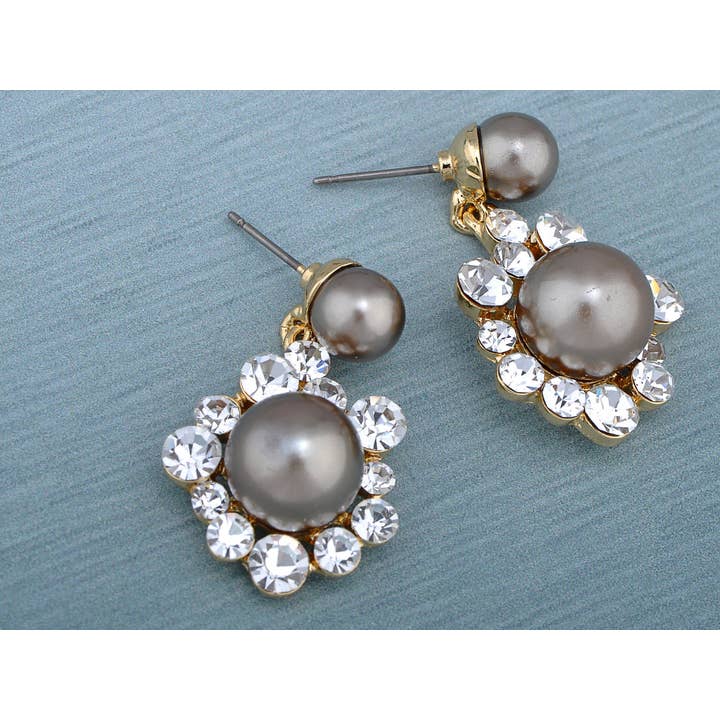 AK Brand – Engroshandel Smykkesæt – Swarovski Krystal Antik Brude Grå Perlehalskædesæt5