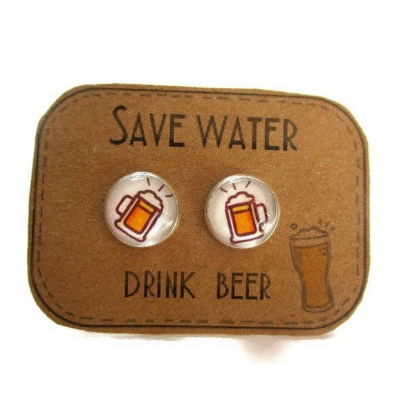 Dans l'Air du Temps Bijoux - Wholesale Stud/Post Earrings - Funny Beer Earrings