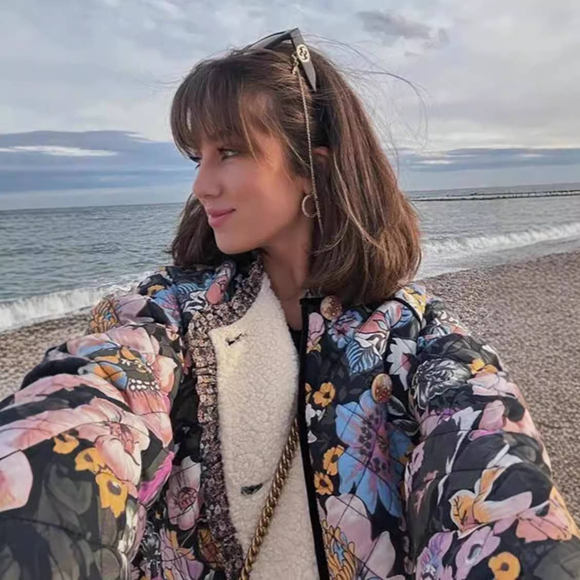 MULTICOLORE Veste en coton imprimé à manches évasées décontractée en vente sur Faire3