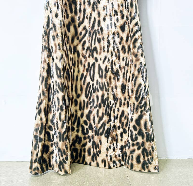 Color as pictures DR807Y Leopard Print Velvet Gown with One-Shoulder Grace for wholesale on Faire7
