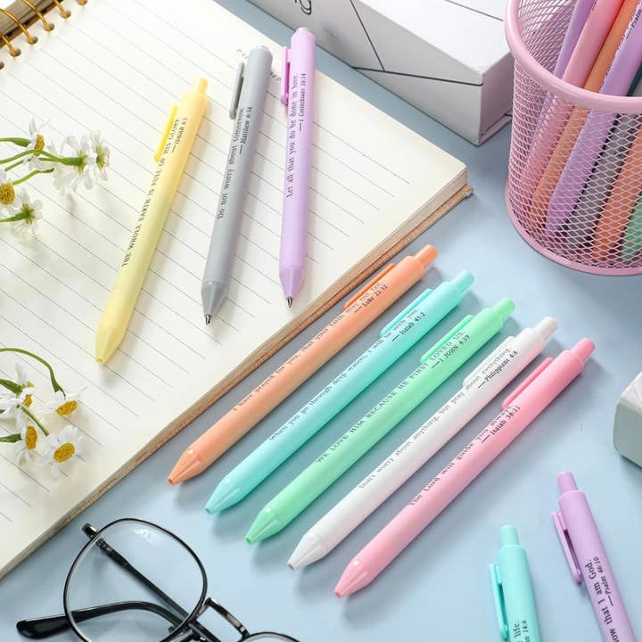 Harper & Barlow - Wholesale Pen - Super cute pastel Christian gel ink pens pack of 24