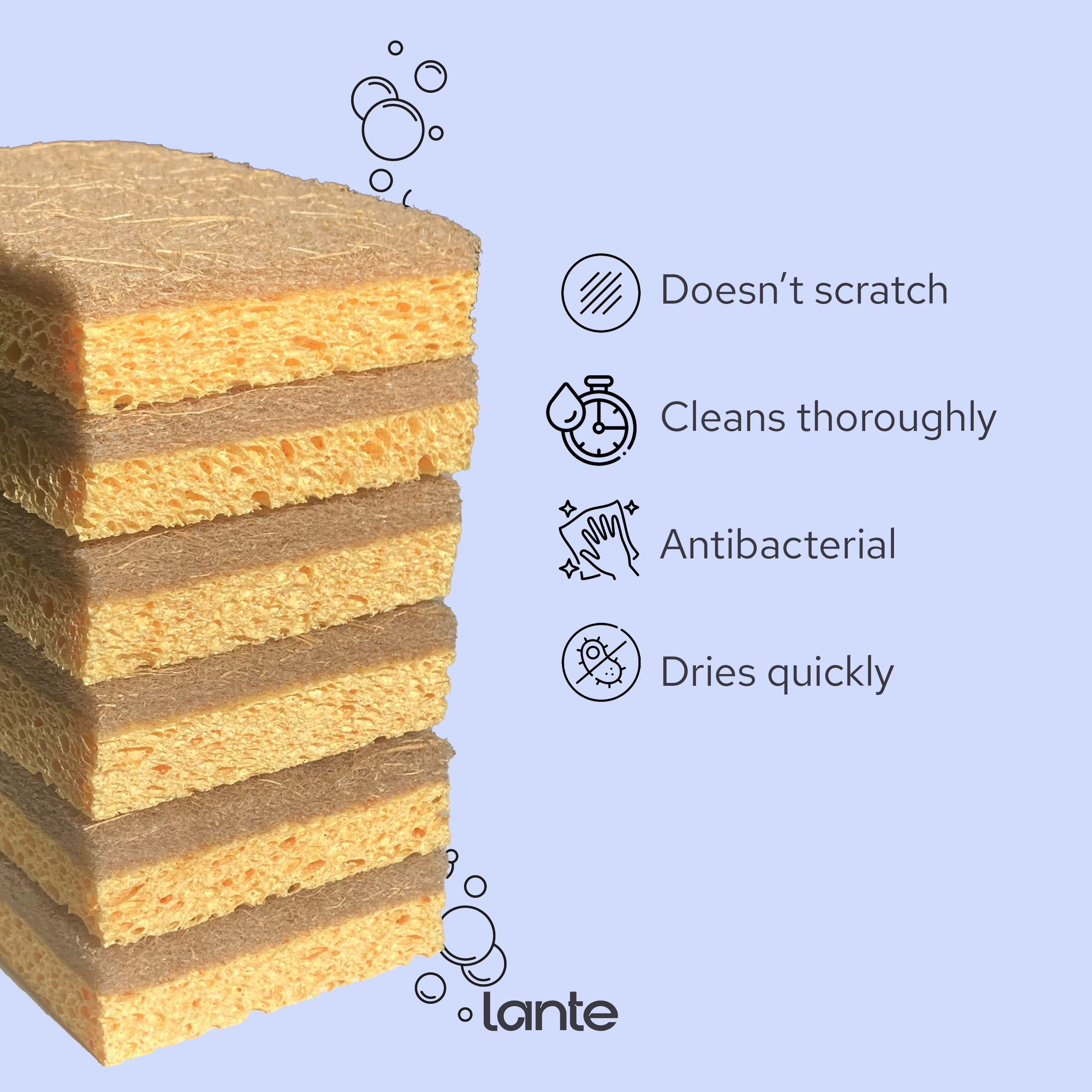 Aia* Intimacy - Wholesale Cleaning Sponge - 6x Lante natural scouring pads - eco - dishwashing sponge1