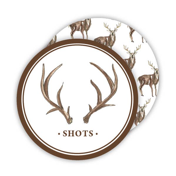 Sous-verre rond Antlers Shots pour la vente par RosanneBeck Collections
