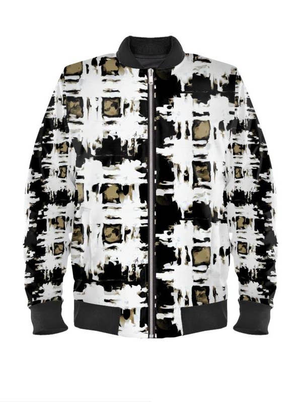 "Tartan Tan/Black" Lady B Bomber jacket for wholesale by Lady Barbara Pinson Artist
