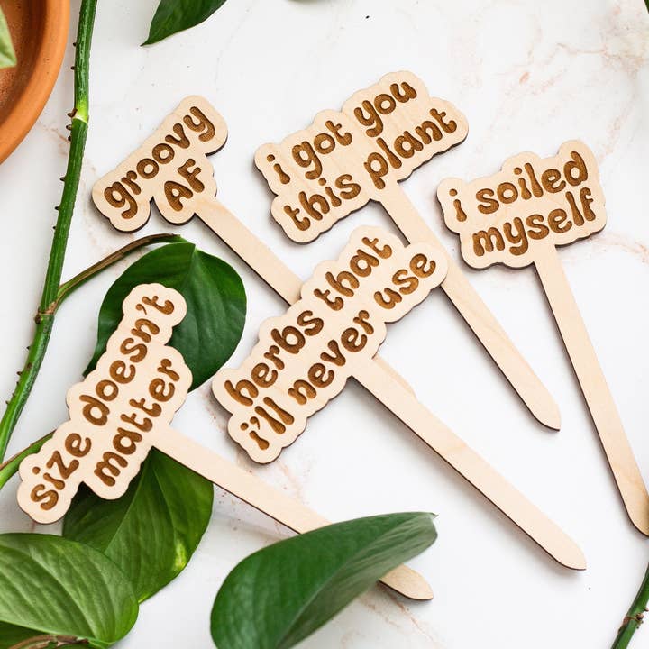The Print Pantry - Wholesale Garden/Lawn Stake - Retro Funny Wooden Plant Markers