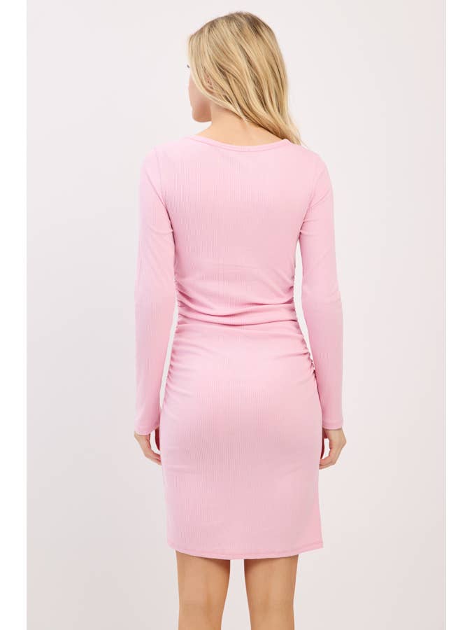 Heart & Hips - Wholesale Dress - Women's - RD54465LB - SQUARE NECK ALLOVER RUCHED LS OVERLAP-SKIRT DRES14