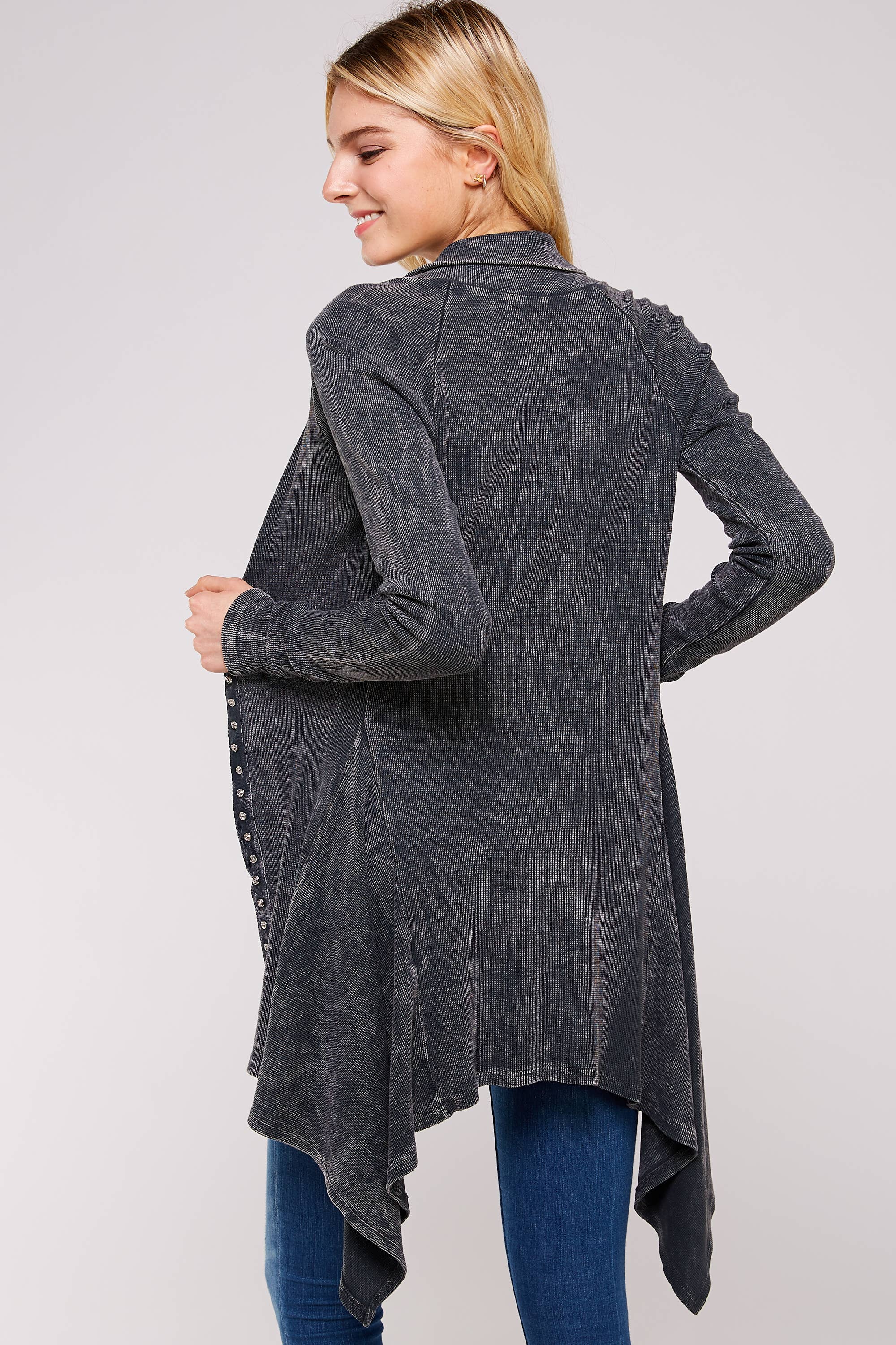 Urban X Apparel – Blusão - Mulher por atacado – Jaqueta térmica de botão lavado Urban X L/S com gola19