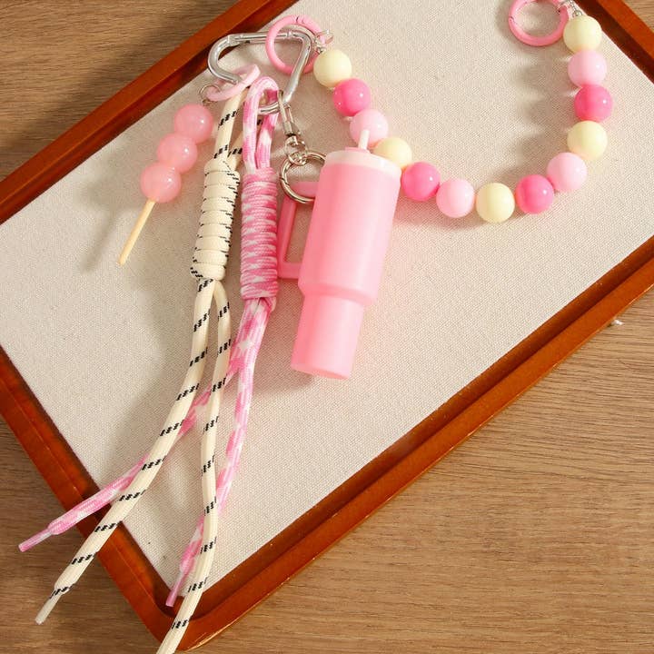 ACCITY - Wholesale Keychain - Women's - Cup Charm Keychain – Dual Strap & Beaded Design_CWMM75715