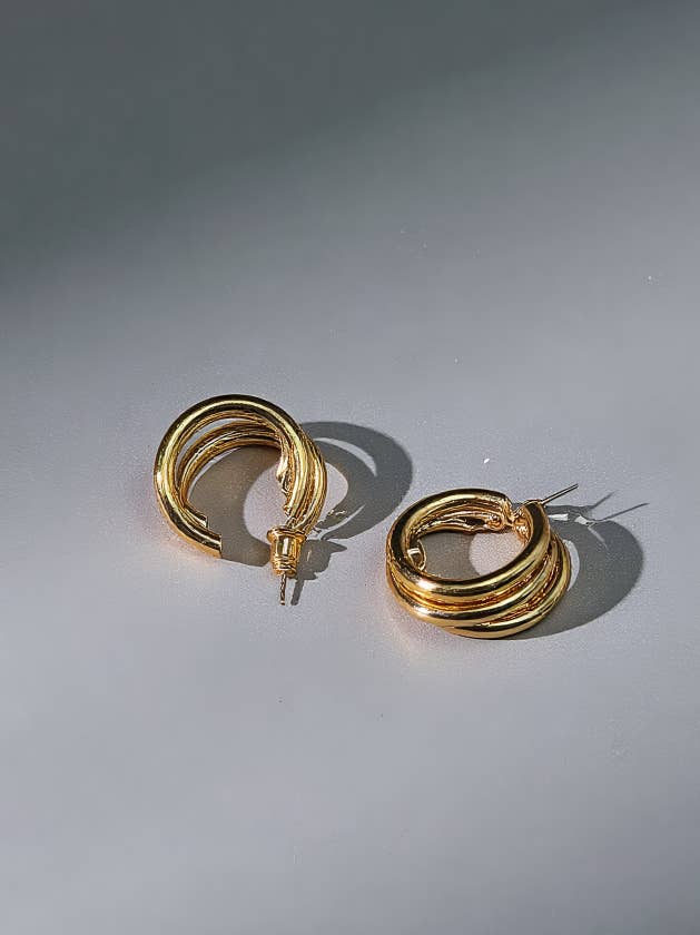 Revelari - Wholesale Hoop Earrings - Classic Triple Tube C-Hoop Earrings