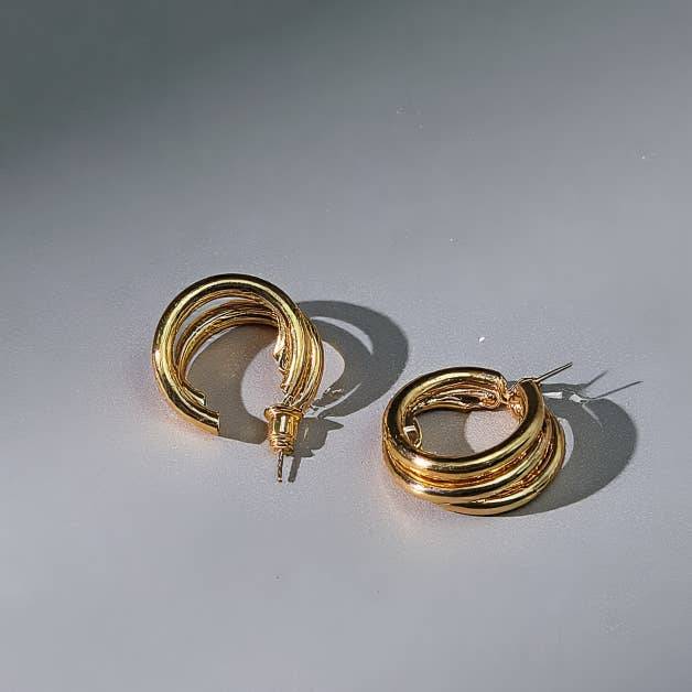 Revelari - Wholesale Hoop Earrings - Classic Triple Tube C-Hoop Earrings0