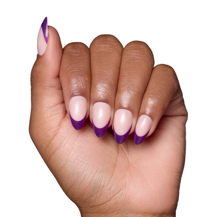 Glamnetic - Wholesale Press-On/Fake Nails - Plum Press-On Nails | Purple French Tip | Short Almond
