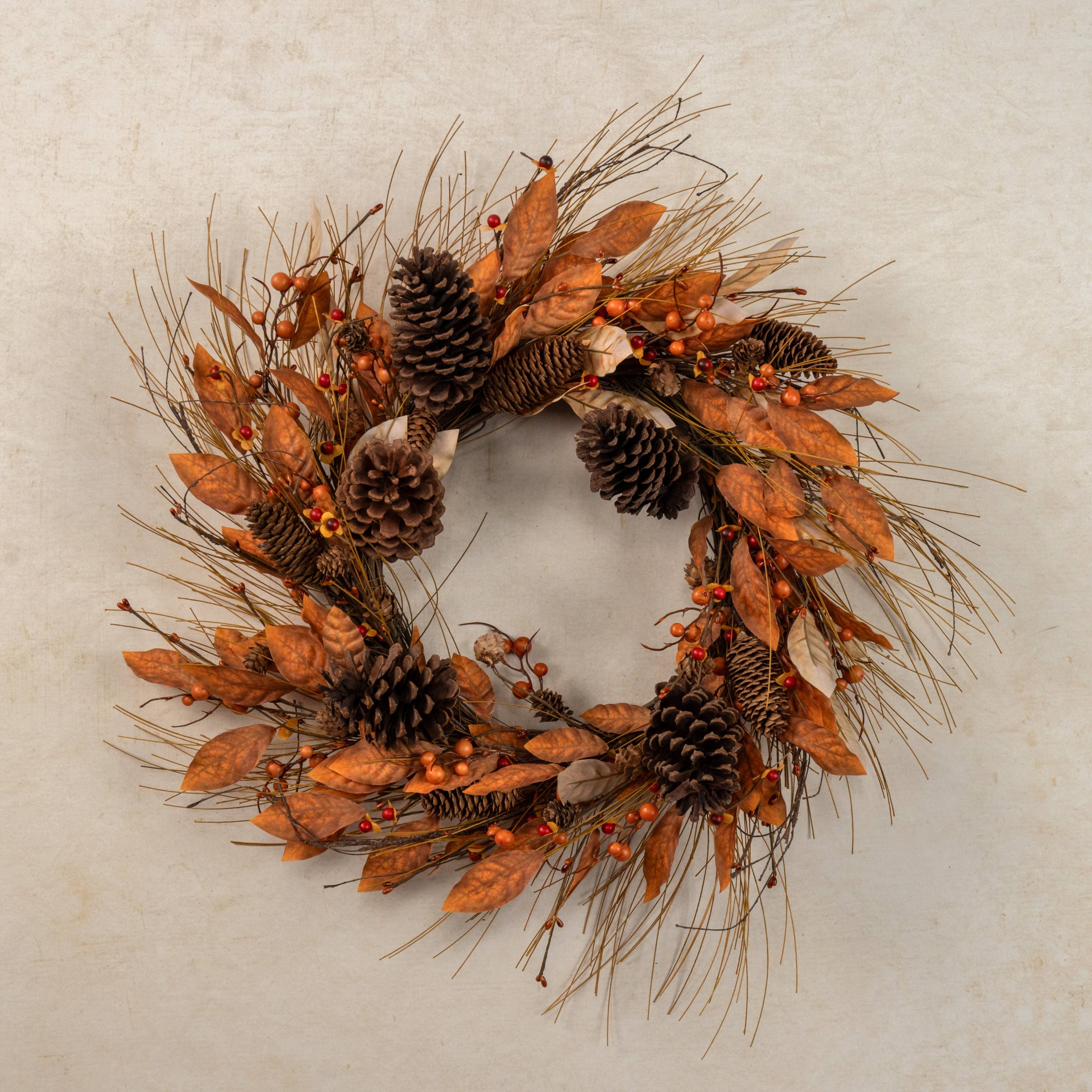 Ragon House - Vente Couronne - COURONNE DE PIN ORANGE 24"1