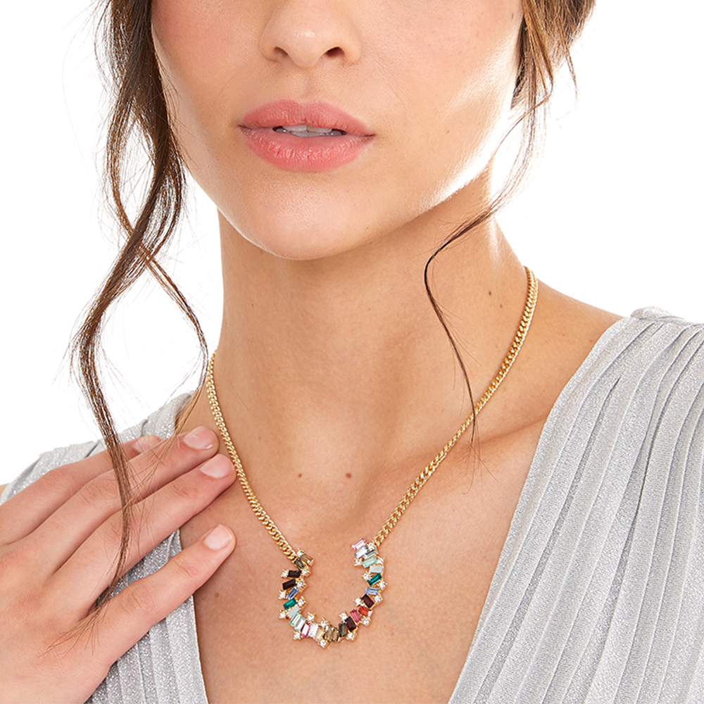 ZENZII Jewelry - Vendita all'ingrosso Collana con ciondolo/pendaglio - Collana con ciondolo decorato con cristalli colorati.5