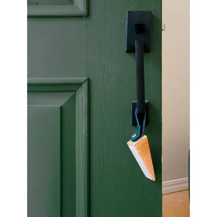normal Behaviour - Wholesale Door Stop - Wooden Door Stop Wedge w/ leather hanging strap and antiskid7