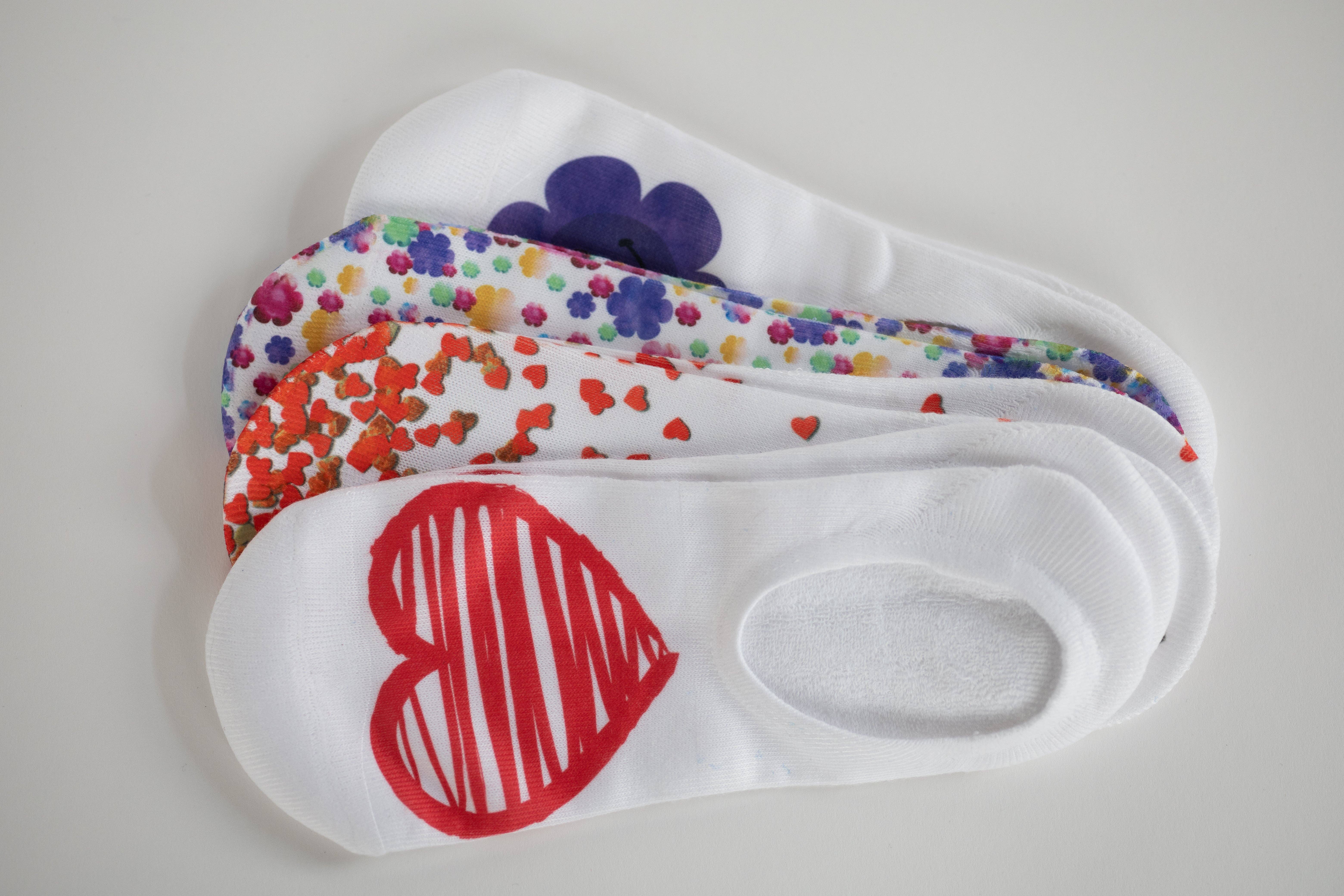 Complete Luxury – Engroshandel Strømper - Dame – No-Show Socks Variety Pack: Valentine hjerter og blomster1