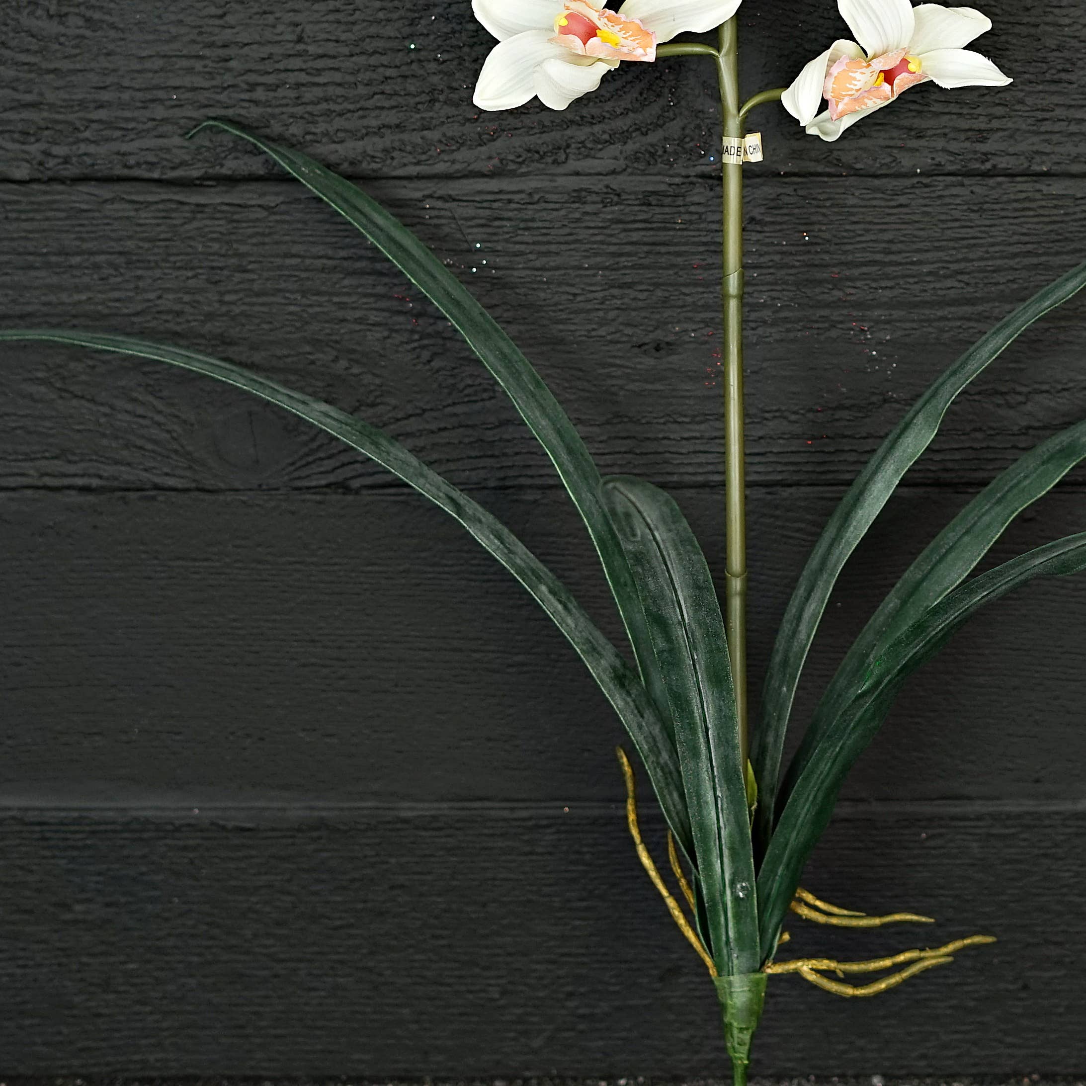 Holiday Depot Inc. - Wholesale Artificial Flowers - IT012CR- 32in Cymbidium orchid w leaves bush- Cream2