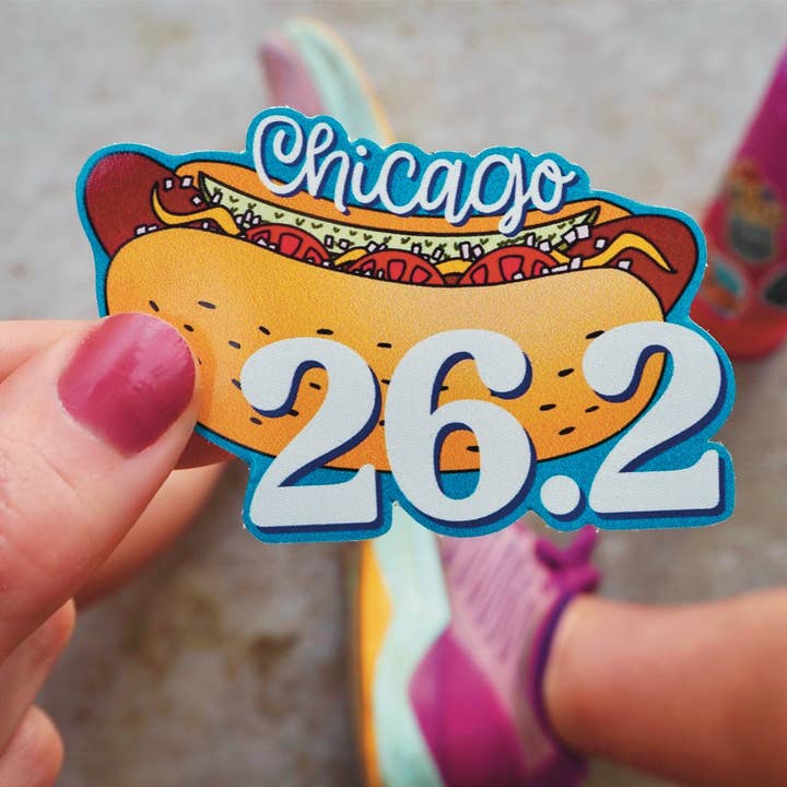 Chicago 26.2 Hot Dog Sticker for wholesale by Bloomin' Loon Co.