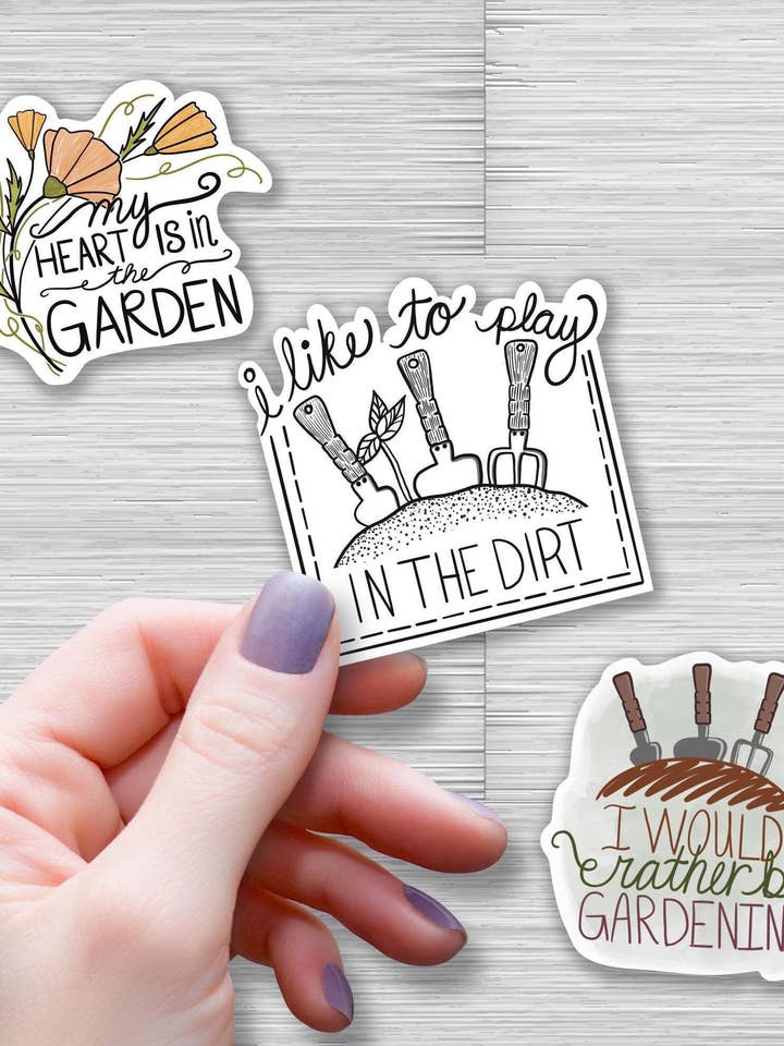 Gardening Sticker Set, Garden Sticker Pack 3 for wholesale by Beth Ann Erickson Designs