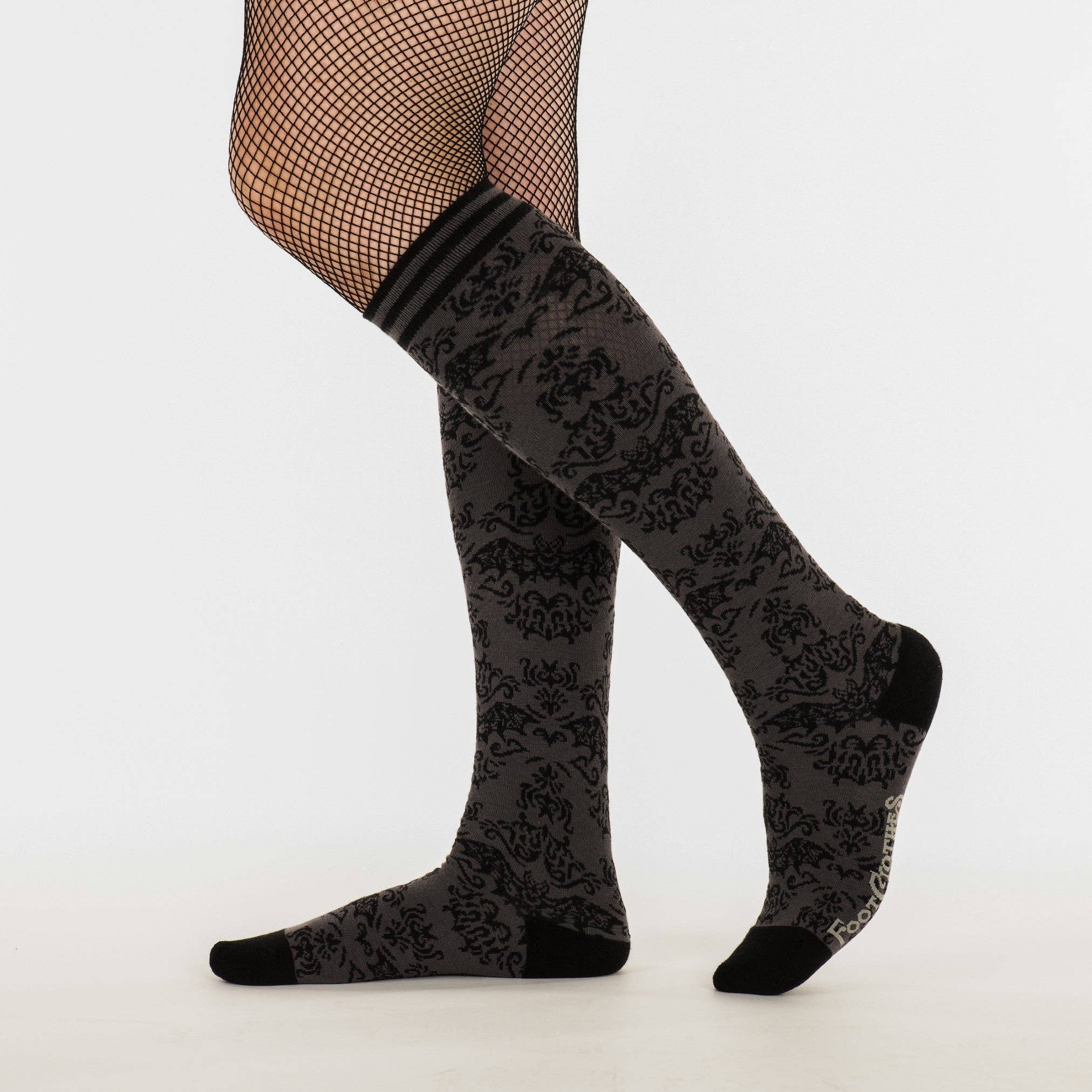 FootClothes LLC - Wholesale Socks - Women's - Bat Damask Knee High Socks14