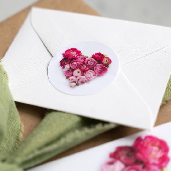 Bottle Branch - Wholesale Sticker - Valentine’s Heart Floral Stickers – Pink Botanical Stickers2