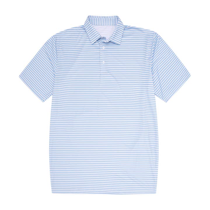 Kids Light Blue, Grey & White Stripe Polo for wholesale by Meripex Apparel