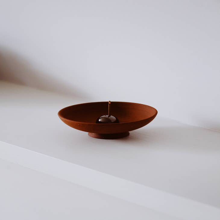 Incense Chalice in Terracotta ( earth & cloud ) Zen. Artisan Made – Ume
