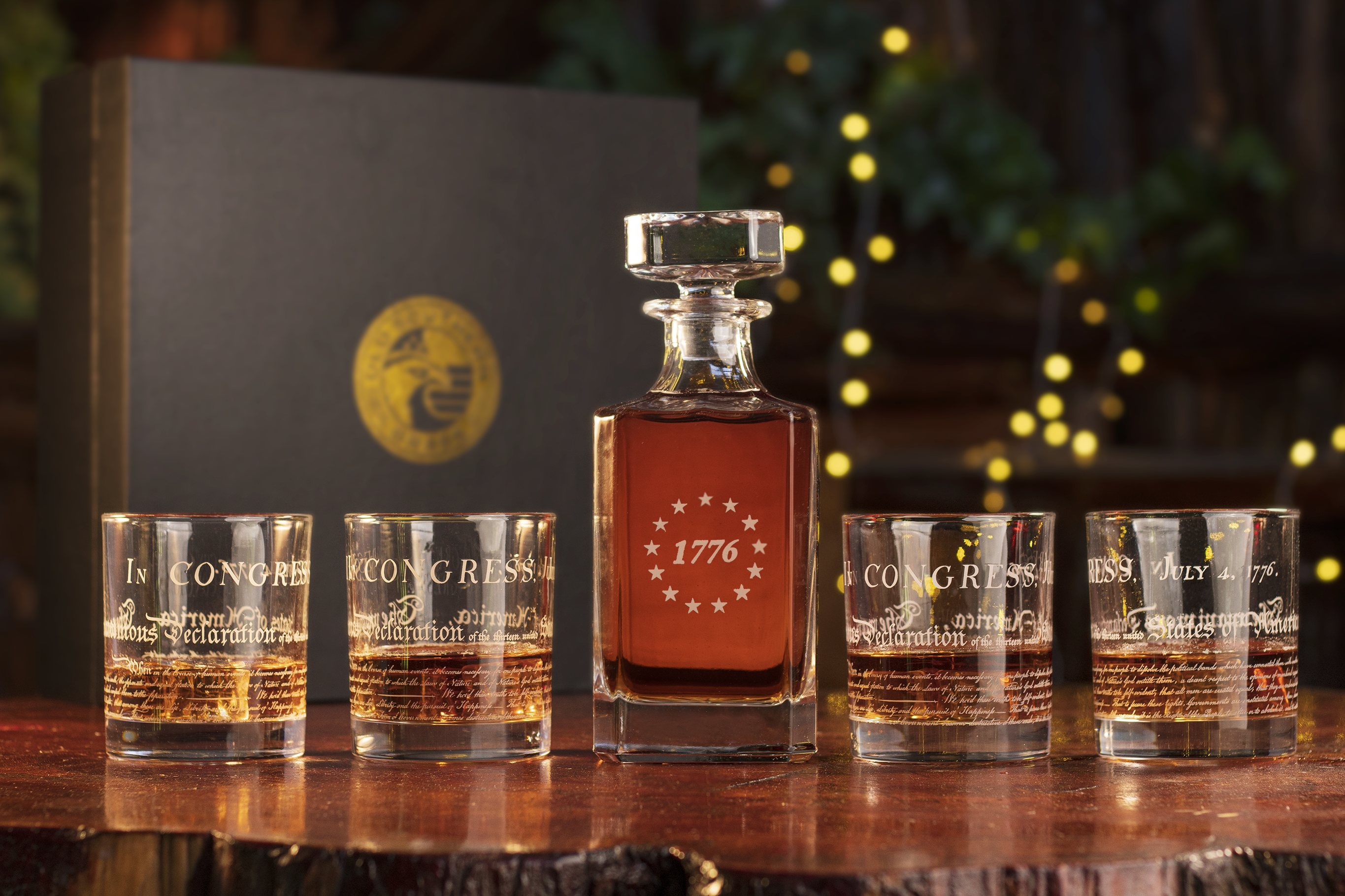 Old Southern Brass - Wholesale Decanter - 1776 Betsy Ross American Flag Decanter Whiskey Glass Set1