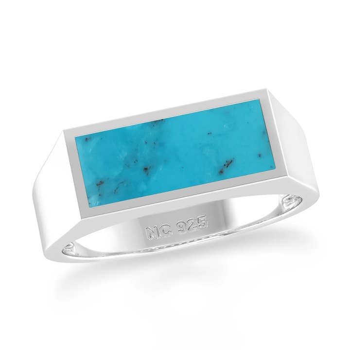 Anel Masculino de Shattuckite Natural em Forma de Baguete, Prata por atacado de Nature Crafts