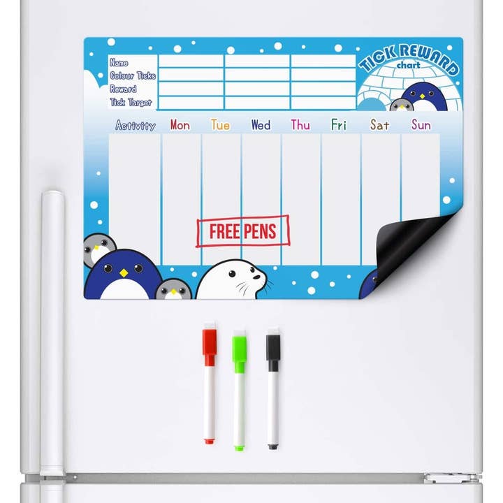 Magnetic Refrigerator Reward Chart A3 Size Penguin & Friends for wholesale by Wholesale Gifts Tomorrow