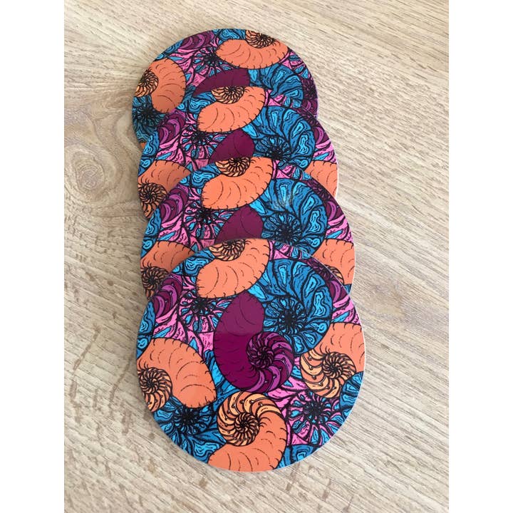 Helen Simone Textiles Printer – wholesale Coasters – Fossil Pack of 4 Coasters Round