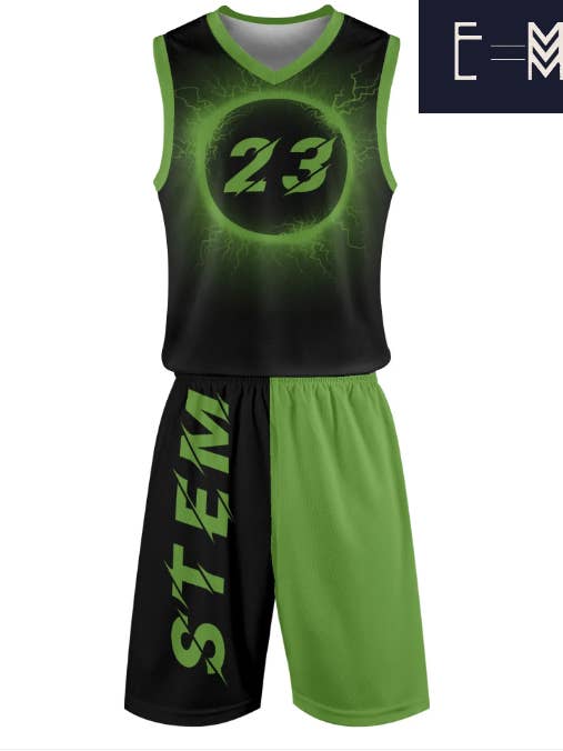 E=M/C2 - Wholesale Team sports jersey – Men's - NEW E=M/C2 Adult Black Hole Green Basketball Sports Uniform1