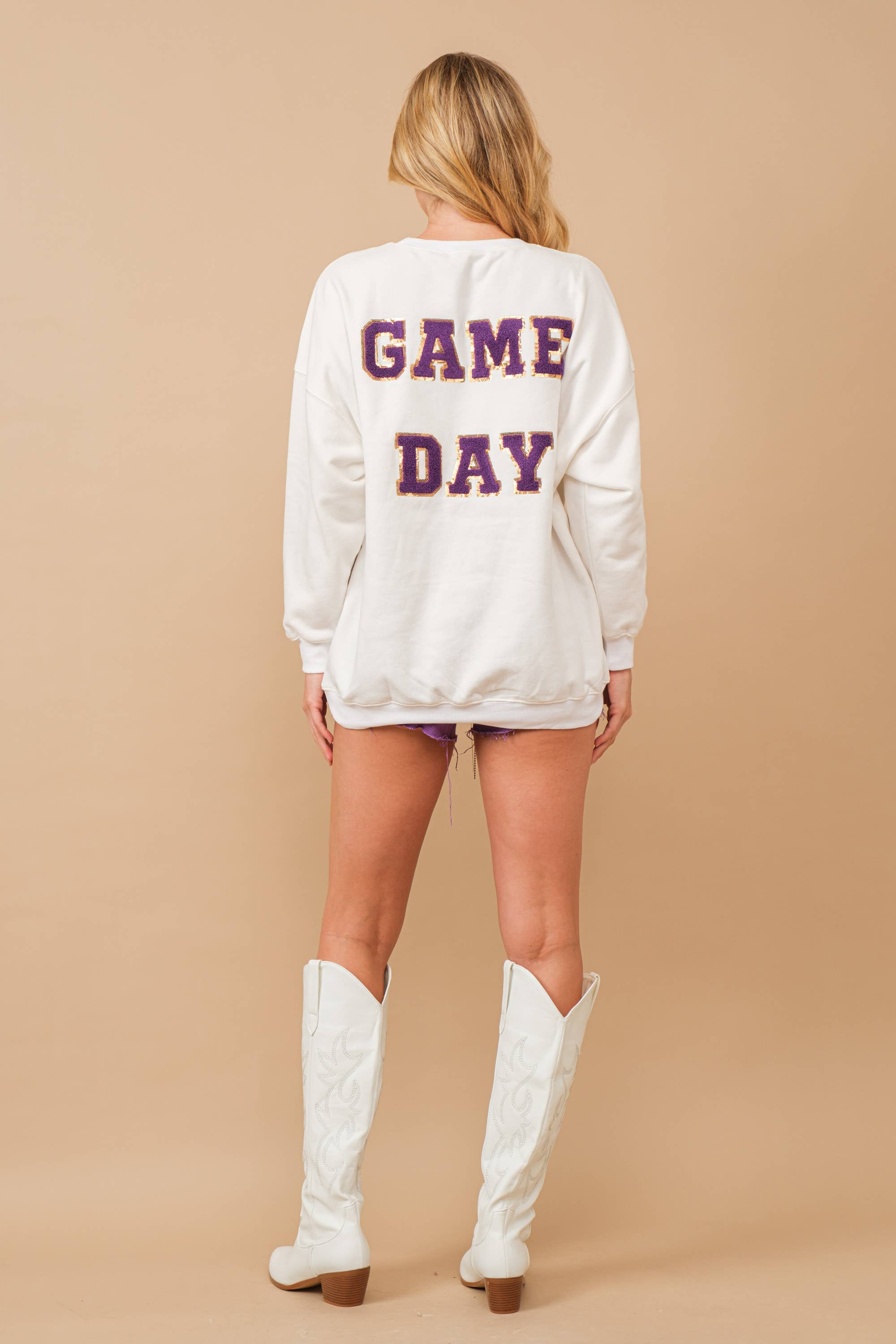 Blue B - Wholesale Sweatshirt - Women's - 34253T - Fleece Terry Football Sequin Fringe Sweatshirt20